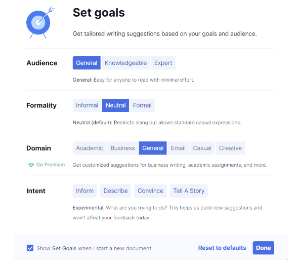 Grammarly- Sel goals Grammarly- Sel goals