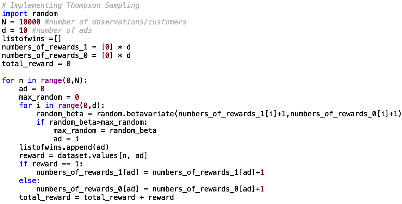 Thompson Sampling python reinforcement learning