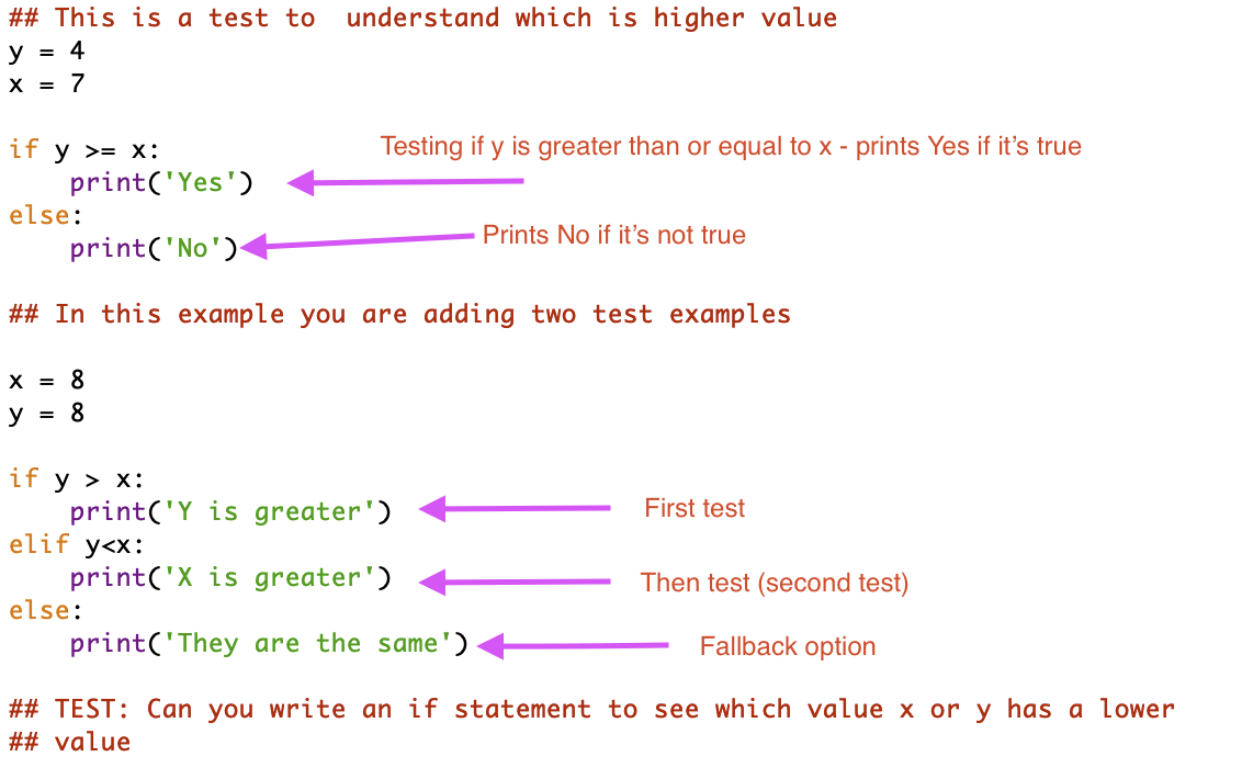 if statements code