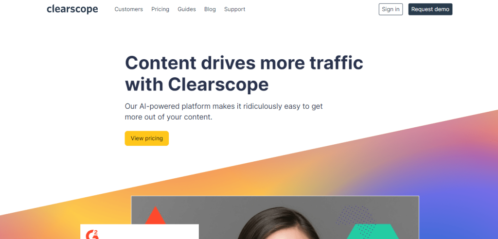  Clearscope Official page 