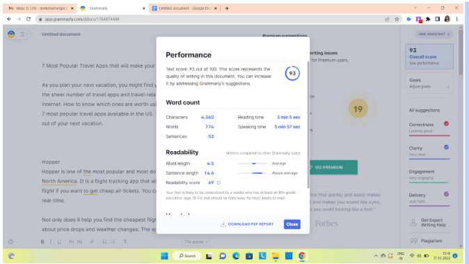 Grammarly-Performance and Readability