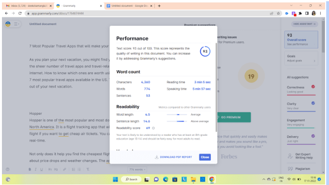 Grammarly-Performance and Readability Grammarly-Performance and Readability