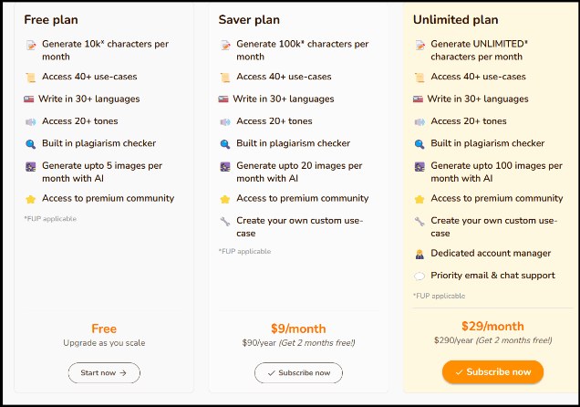 Rytr pricing Page Rytr pricing Page